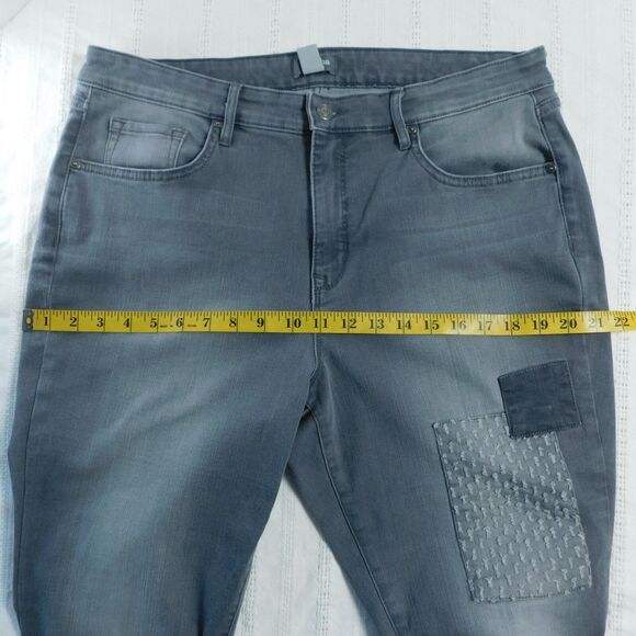 Martha Stewart Jeans Womens 16 Gray Patchwork 5 Pocket Ankle Jeans A301087 EUC - Picture 8 of 13